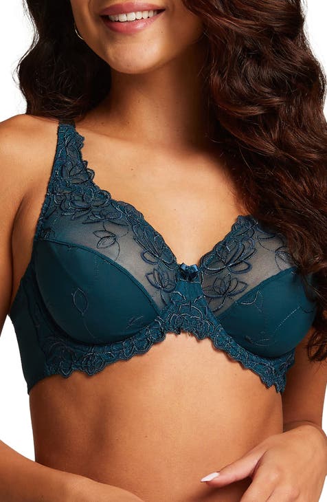 HANRO Women's Cotton Lace Soft Cup Bra, Deep Navy, 34A at