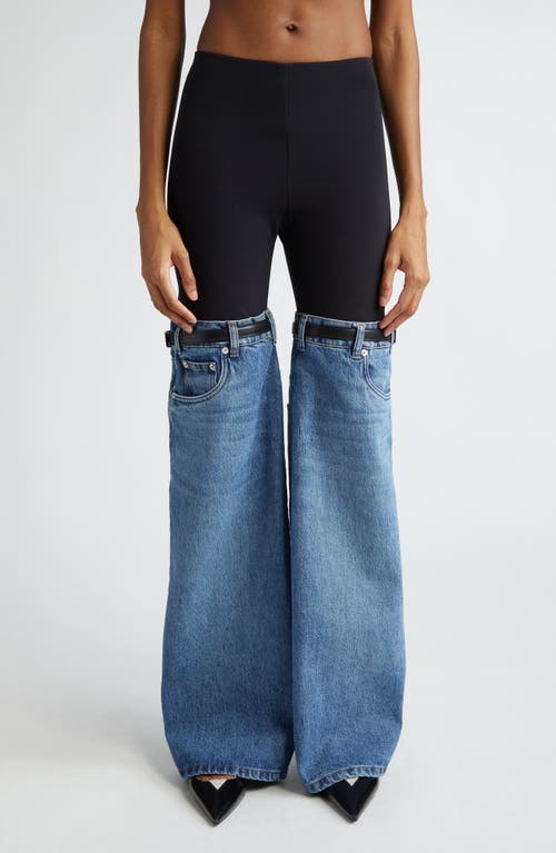 Coperni Hybrid Denim & Knit Pants In Black/blue