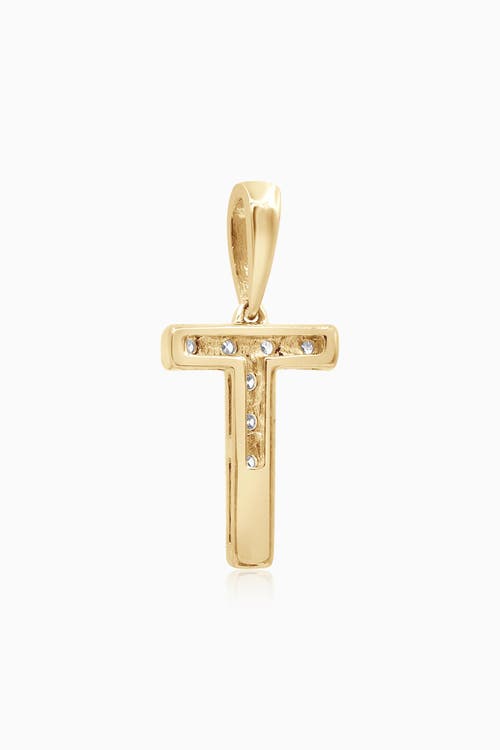 Oradina 14k Gold Luxe Letter Diamond Initial Pendant Charm In Yellow Gold - T