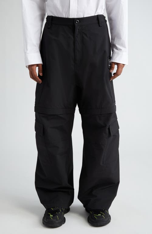 Balenciaga Light Zip-Off Ripstop Cargo Pants Black at Nordstrom,