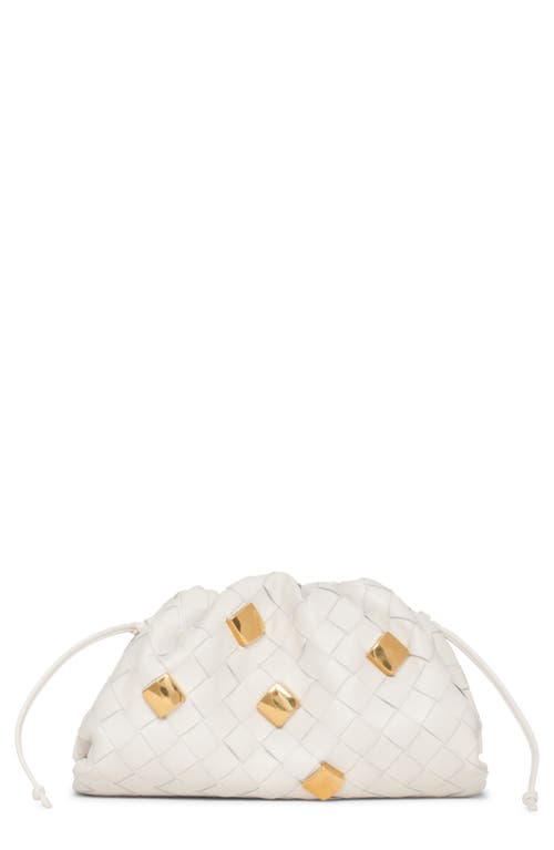 Bottega Veneta Mini Pouch Intrecciato Studded Leather Crossbody Bag in Chalk-M Brass at Nordstrom