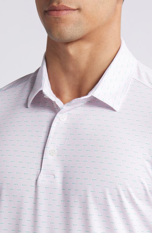 Shop Mizzen + Main Mizzen+main Versa Trim Fit Print Performance Polo In True Pink Triple Dot