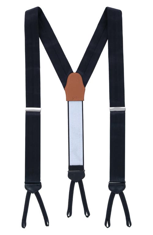 Trafalgar Classic Herringbone Silk Suspenders in Black at Nordstrom