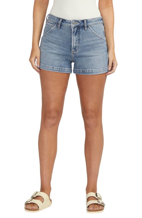Silver Jeans Co. Sure Thing High Waist Denim Carpenter Shorts in Indigo at Nordstrom, Size 33