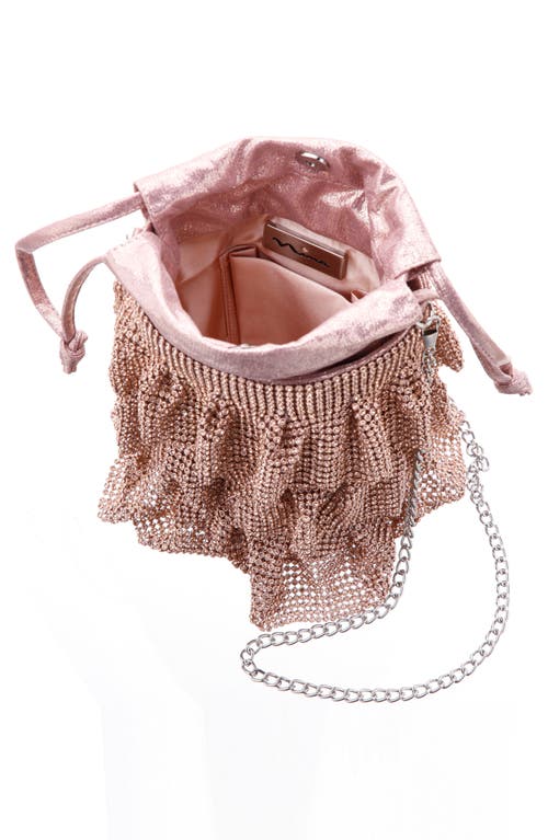 Nina 4 Tired Crystal Mesh Pouch Bag In Gold