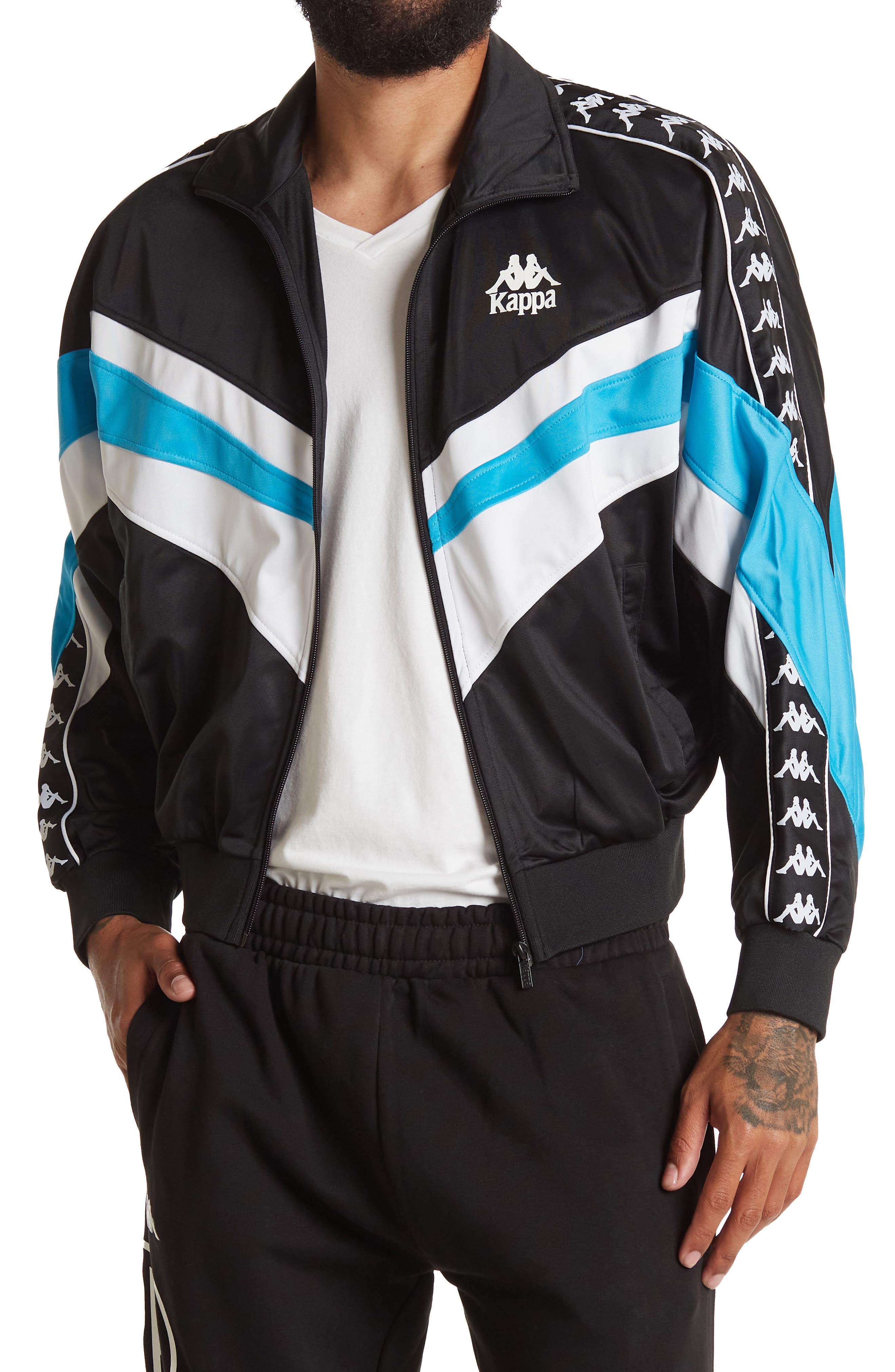 kappa black and white track jacket