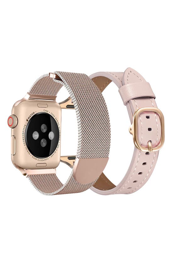 Shop The Posh Tech Assorted 2-pack Apple Watch® Watchbands In Rose Gold