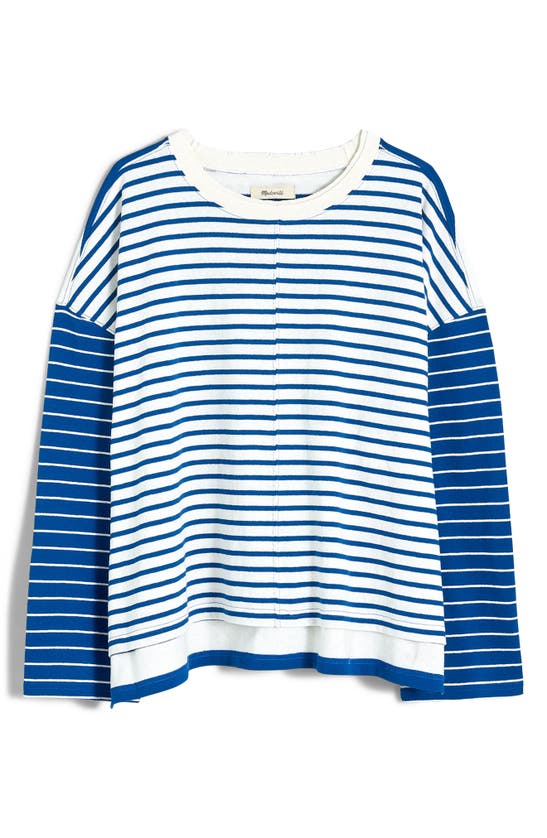 Shop Madewell Easy Contrasting Stripe Long Sleeve Rugby T-shirt In Pure Blue