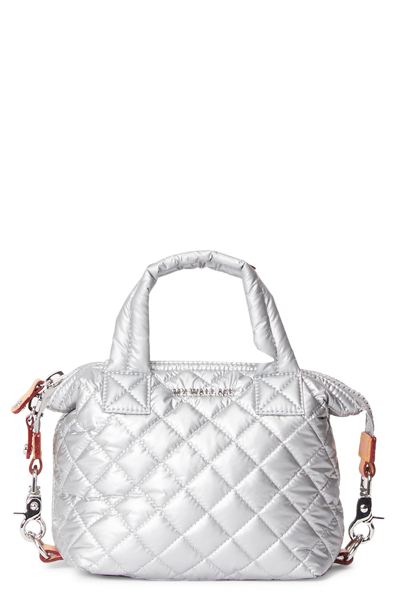 silver backpack leather