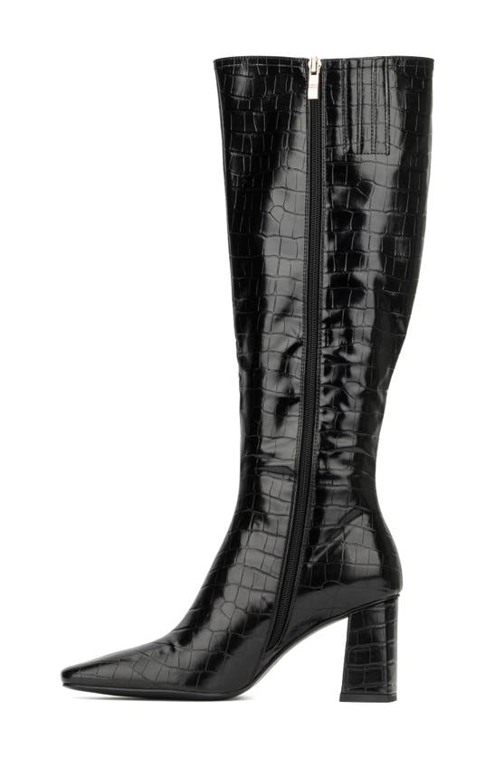 Torgeis Angelica Croc Embossed Tall Boot In Black