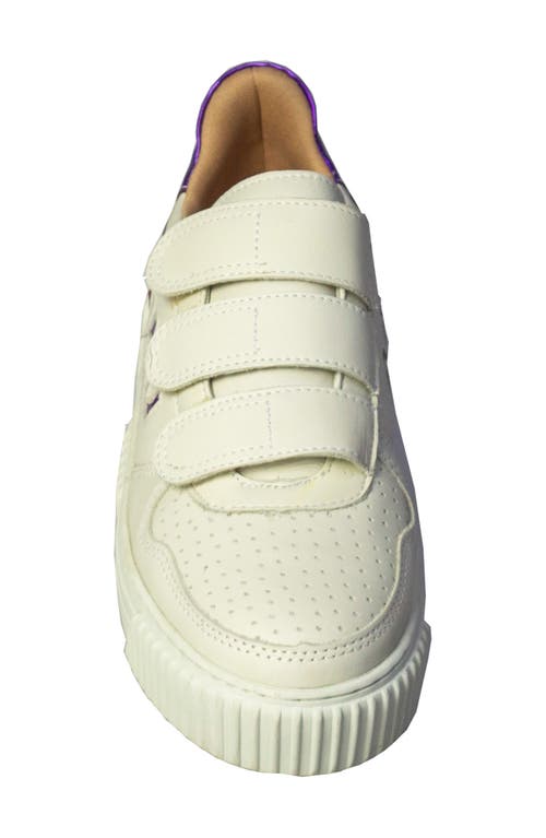 Shop Sandro Moscoloni Michelle Triple Strap Platform Sneaker In White/purple