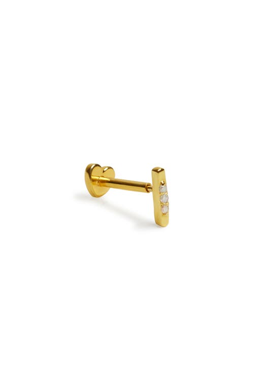 Cubic Zirconia Bar Flatback Stud Earring in Gold