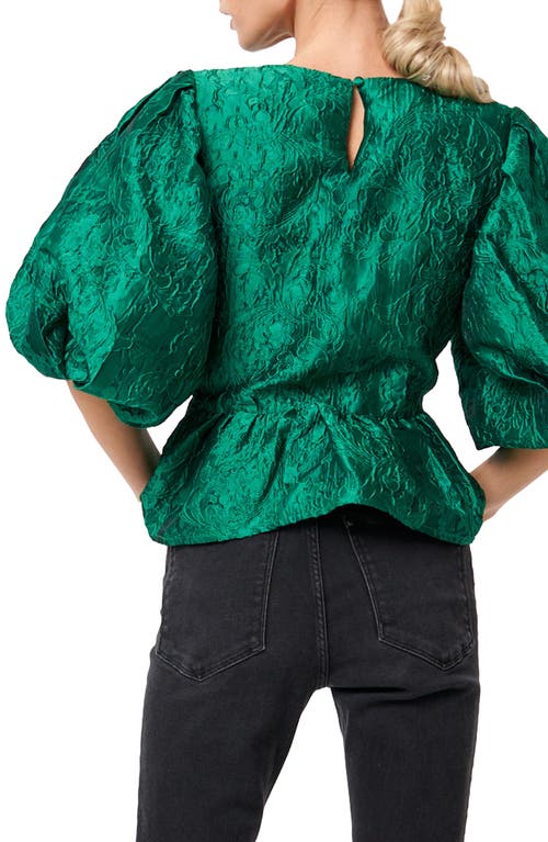 Shop Ciebon Tina Puff Sleeve Peplum Top In Green