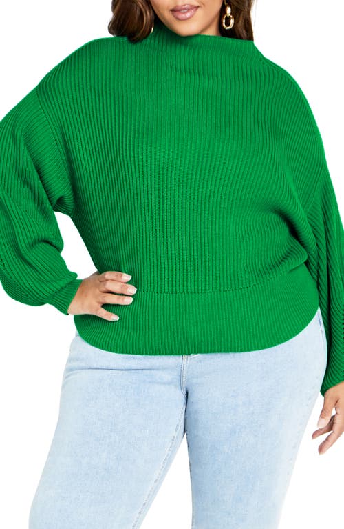 City Chic Angle Dolman Sleeve Sweater in Greenstone