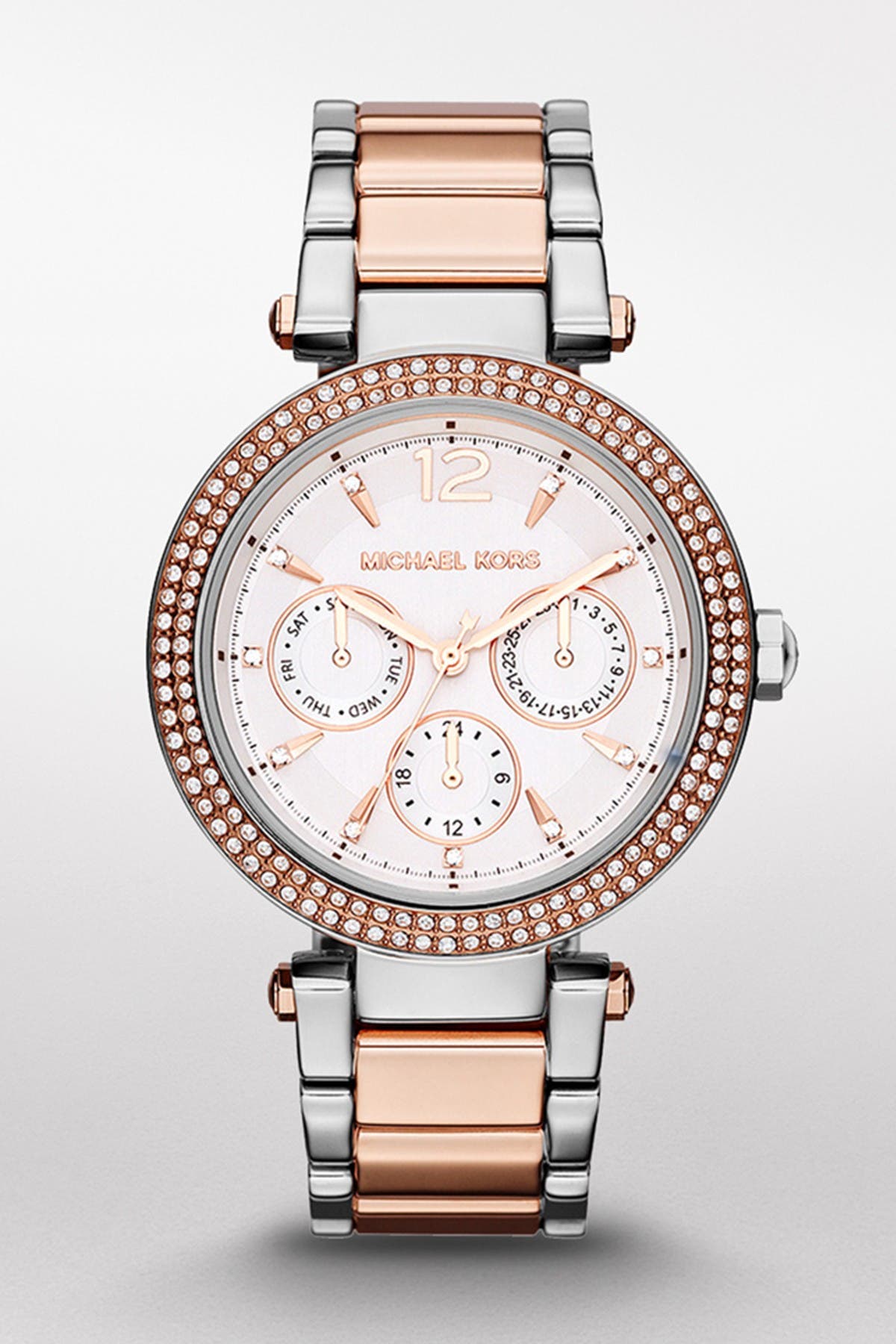 michael kors rose gold two tone watch