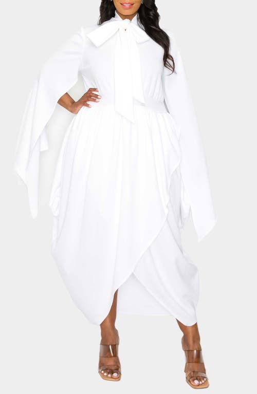 Shop L I V D Tina Cape Sleeve Tulip Hem Midi Dress In Ivory