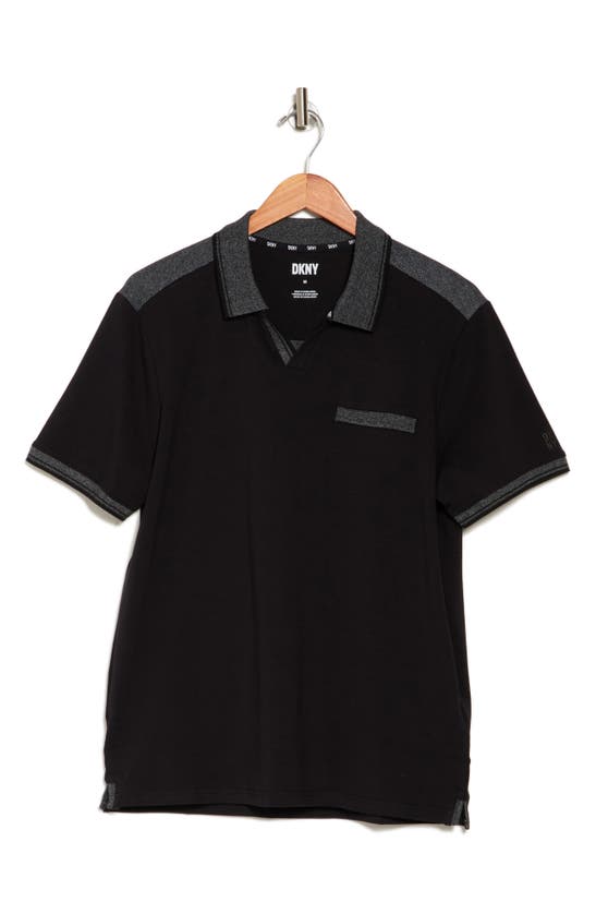 Shop Dkny Sportswear Marr Stretch Cotton Polo In Black