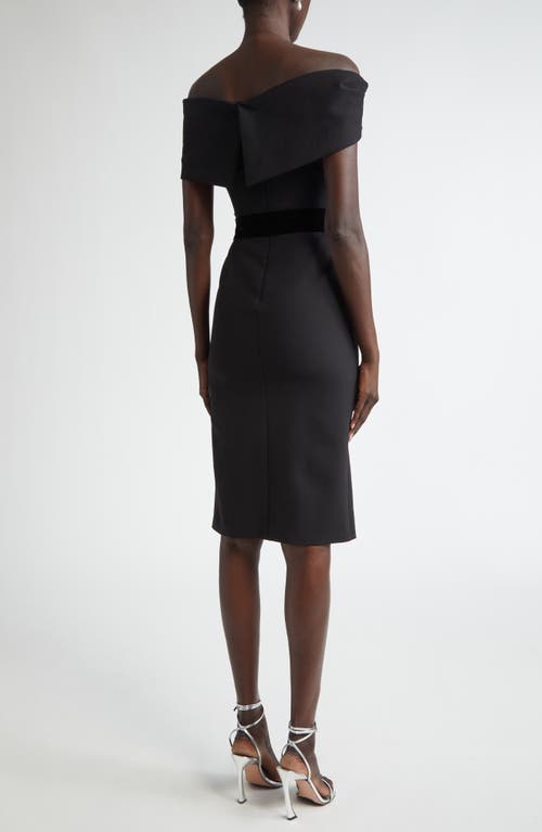 Shop Oscar De La Renta Draped Off The Shoulder Belted Cocktail Dress In Black