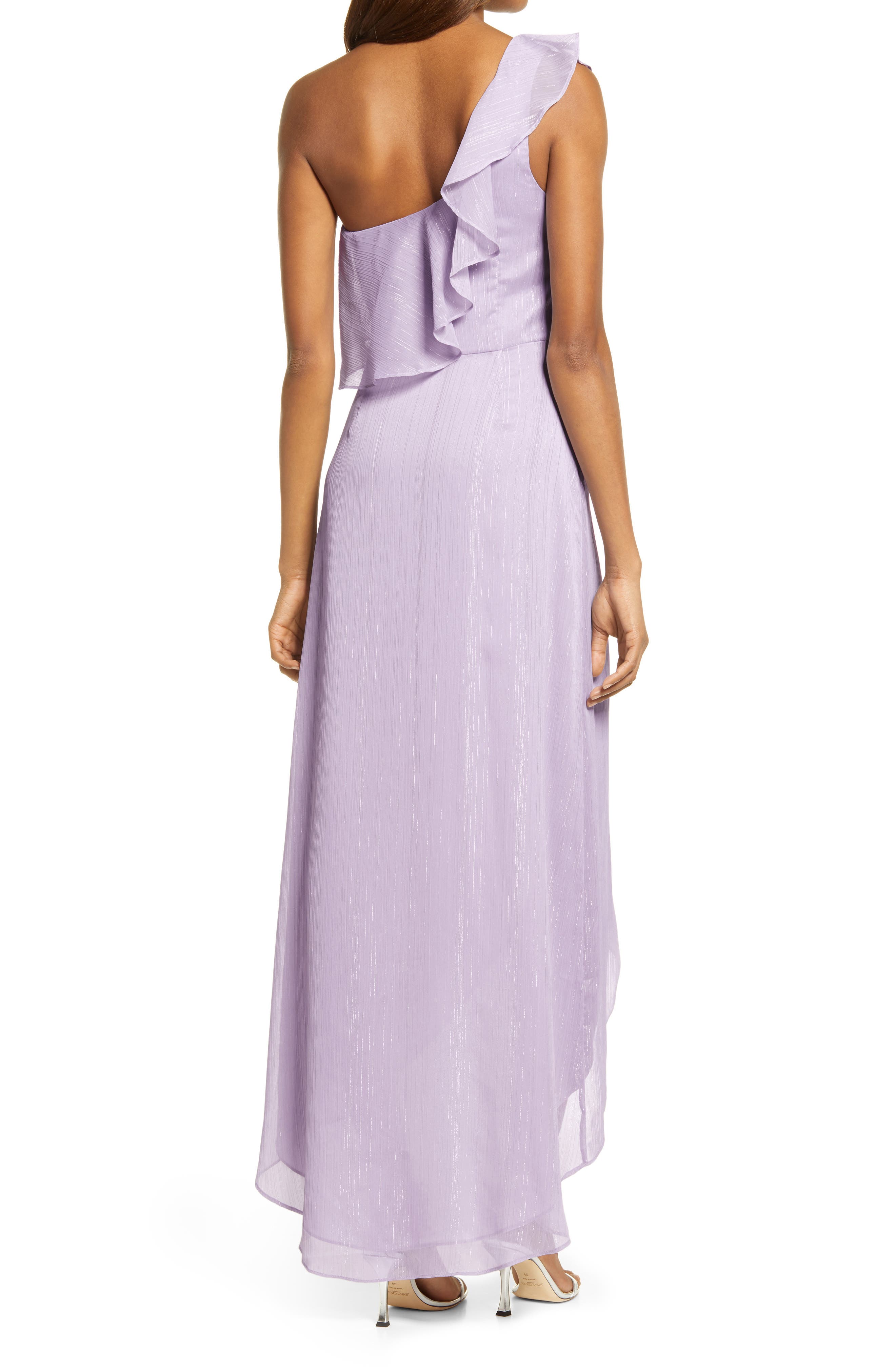 lavender one shoulder dress