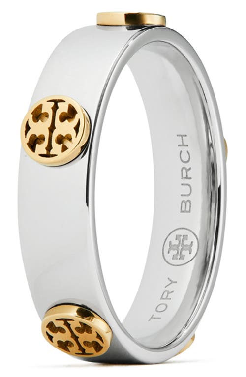 Shop Tory Burch Miller Stud Ring In Tory Silver/tory Gold