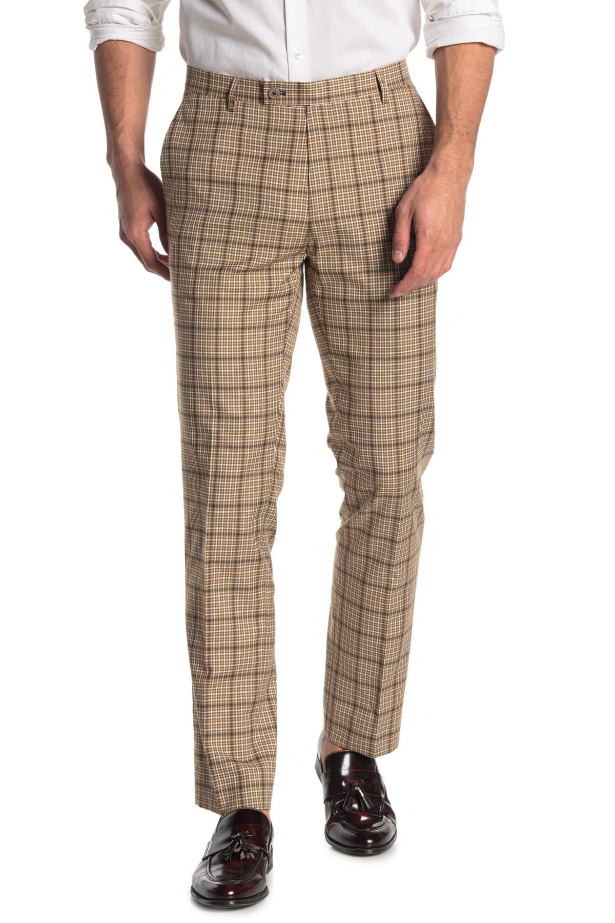 plaid tan pants
