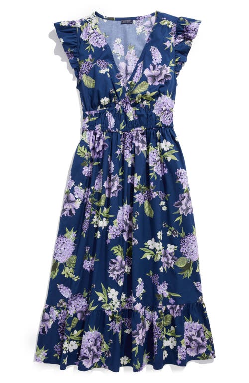 Shop Vineyard Vines Ruffle Hem Cotton Stretch Poplin Dress In Tabatha Floral