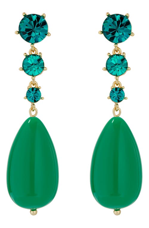 Shop Ted Baker London Pearsti Crystal Drop Earrings In Gold Tone/green/teal Crystal