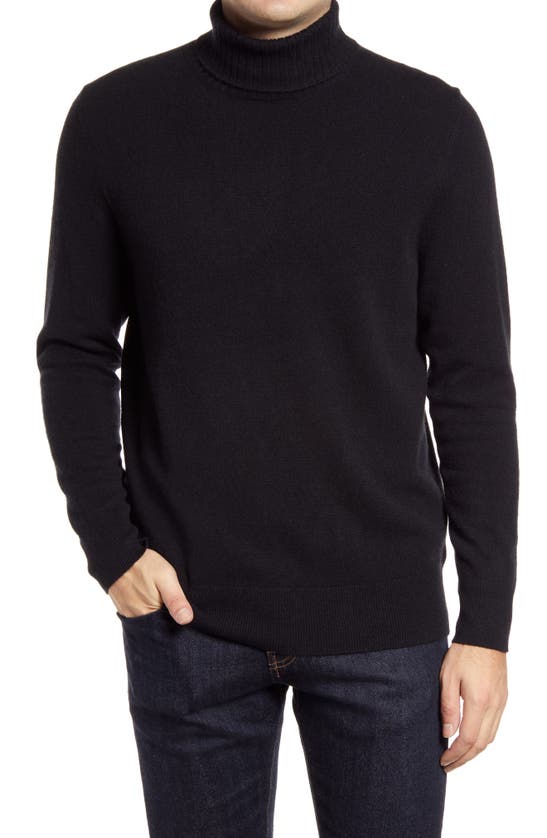 Nordstrom Cashmere Turtleneck Sweater In Black Caviar
