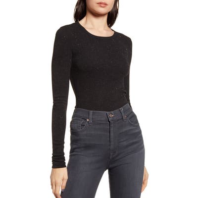 Splendid Silverstar Sparkle Ribbed Tee, Black