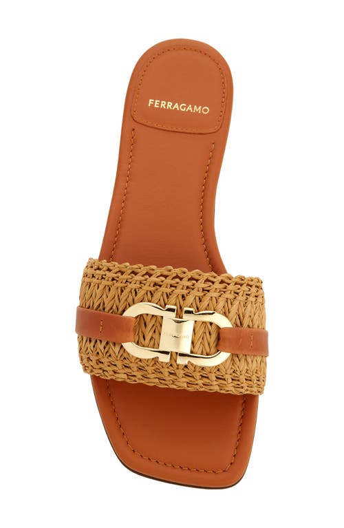 Shop Ferragamo Leah Gancio Slide Sandal In Cognac