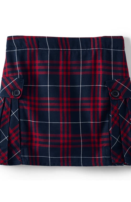 Shop Lands' End School Uniform Girls Side Pleat Plaid Skort Above Knee In Classic Navy Large Plaid