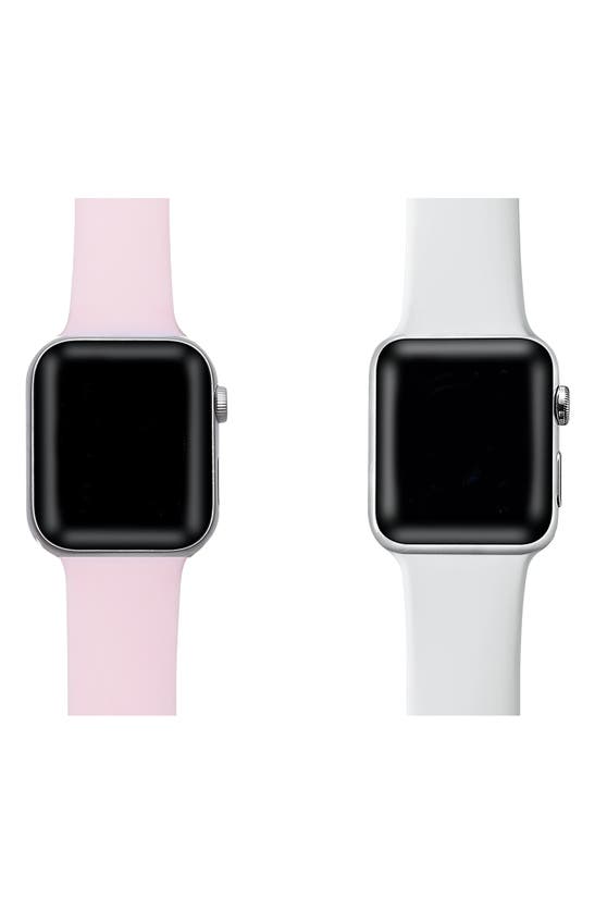 Shop The Posh Tech Assorted 2-pack Silicone Apple Watch® Watchbands In Pink/ White