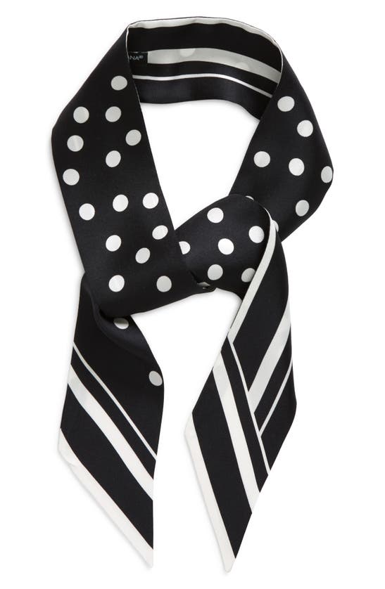 Dolce & Gabbana Scarf In Hnbew Pois Bianco Fdo.nero