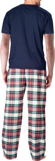 Short Sleeve Plaid Flannel Pajama Set