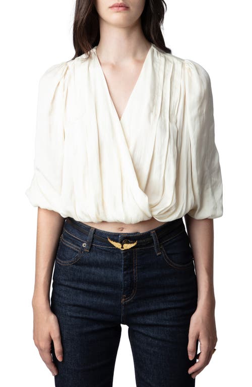 Zadig & Voltaire Tyfon Surplice Neck Satin Top in Sugar