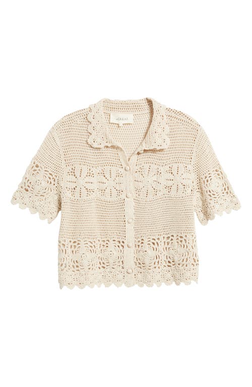 Shop The Great . The Crochet Cotton Button-up Shirt In Natural