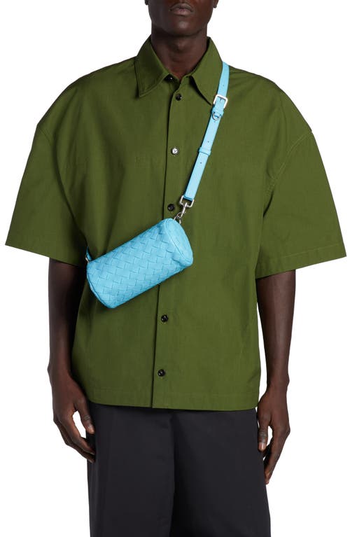 Bottega Veneta Mini Intrecciato Leather Barrel Bag In Dip/silver