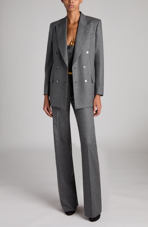 Shop Tom Ford Double Breasted Virgin Wool Twill Blazer In Ig164 Grey Melange