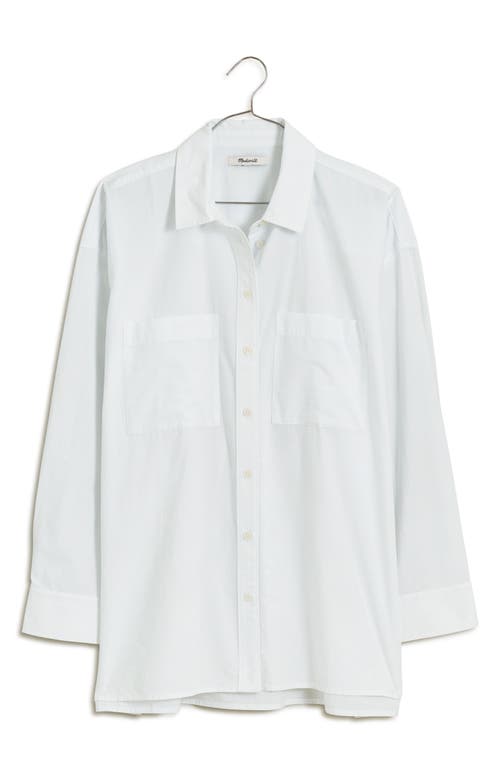 Madewell The Oversize Straight Hem Signature Poplin Shirt In Eyelet White