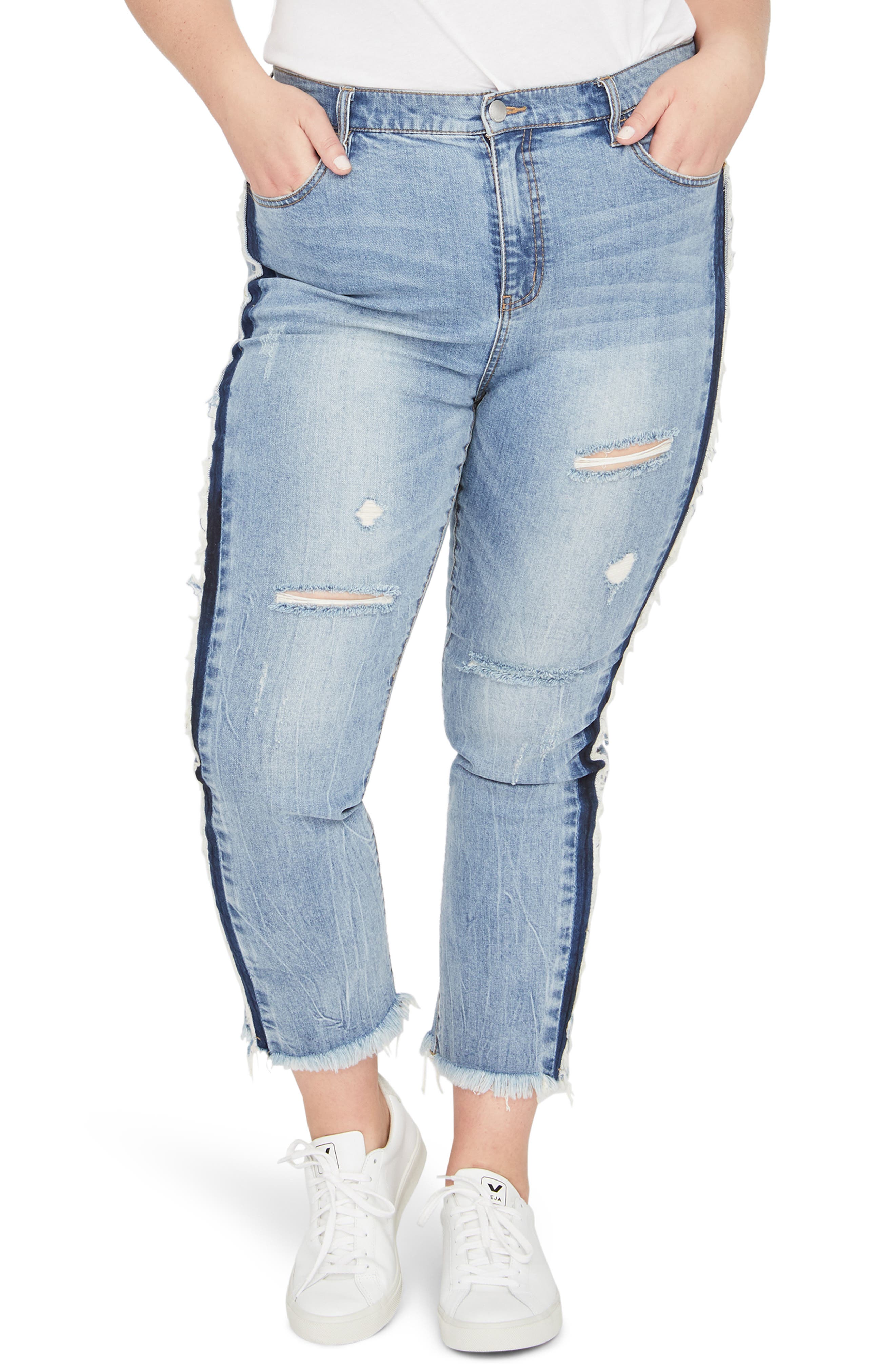 raw hem plus size jeans