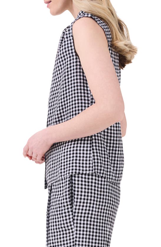 Nic + Zoe Gingham Sleeveless Button-up Shirt In Black Multi
