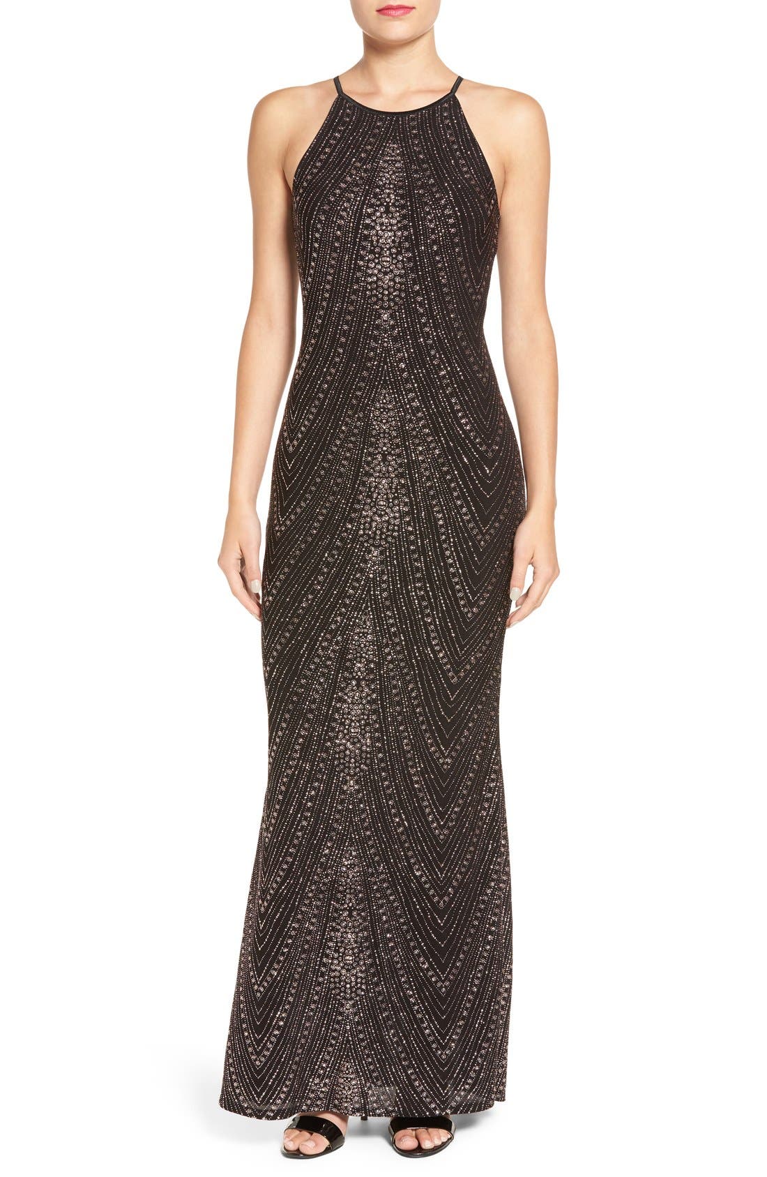 Jump Apparel High Neck Glitter Gown Nordstrom