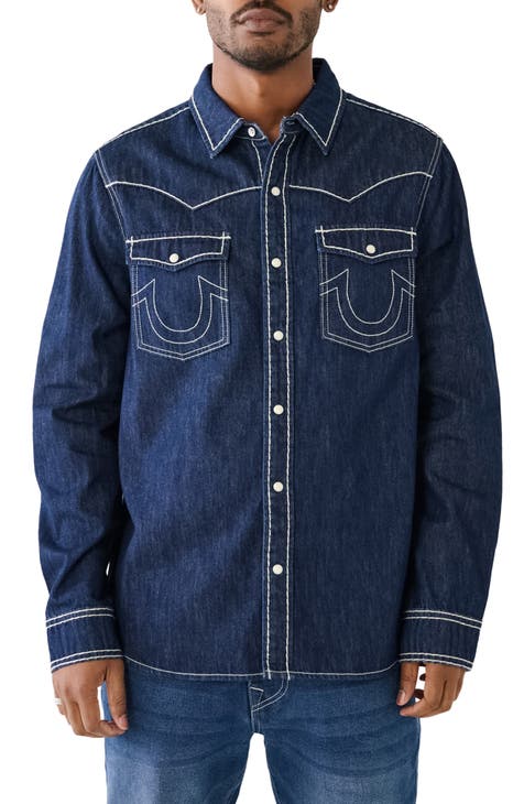 Lucky Brand Men's Long Sleeve Plaid Indigo Western Shirt, Indigo Plaid, 3X-Large  : : Clothing, Shoes & Accessories