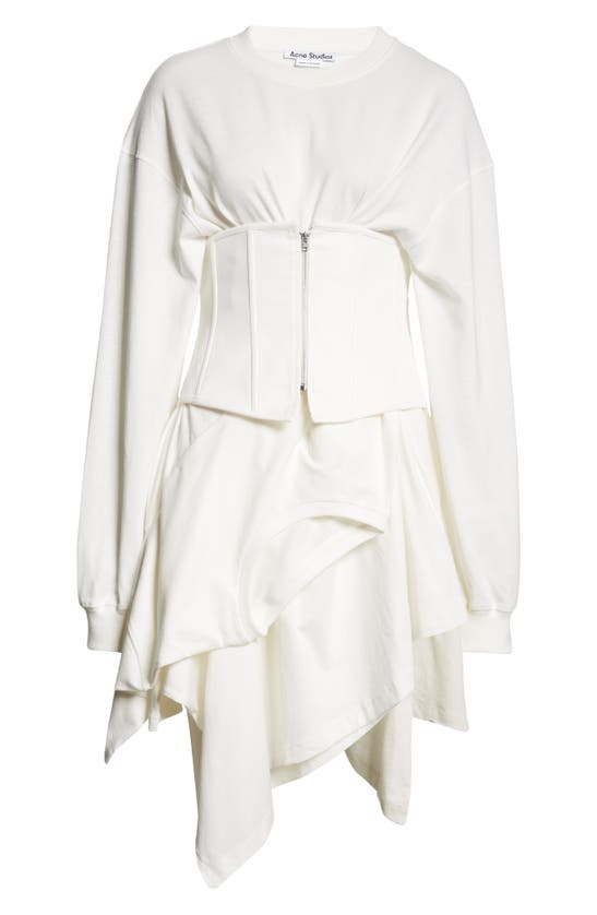 Shop Acne Studios Eyo Long Sleeve Corset Waist Dress In White