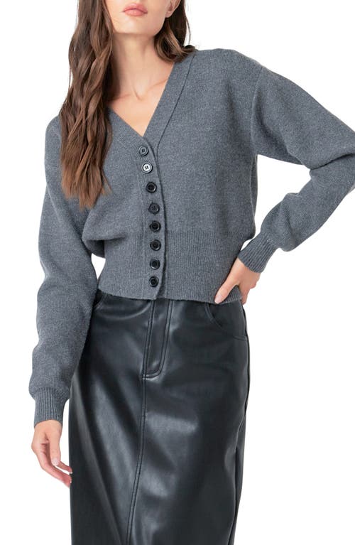 Grey Lab Drop Shoulder Crop Cardigan In Charcoal