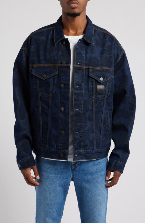 Carhartt Work In Progress Duck Camo Print Organic Cotton Denim Trucker Jacket in Camo Duck Blue Stone Washed 