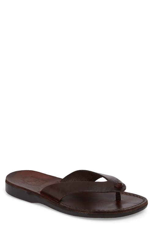Jerusalem Sandals Solomon Flip Flop in Brown Leather