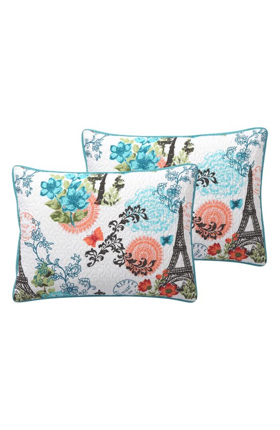 Vcny Home Eiffel Reversible Quilt Set In Blue