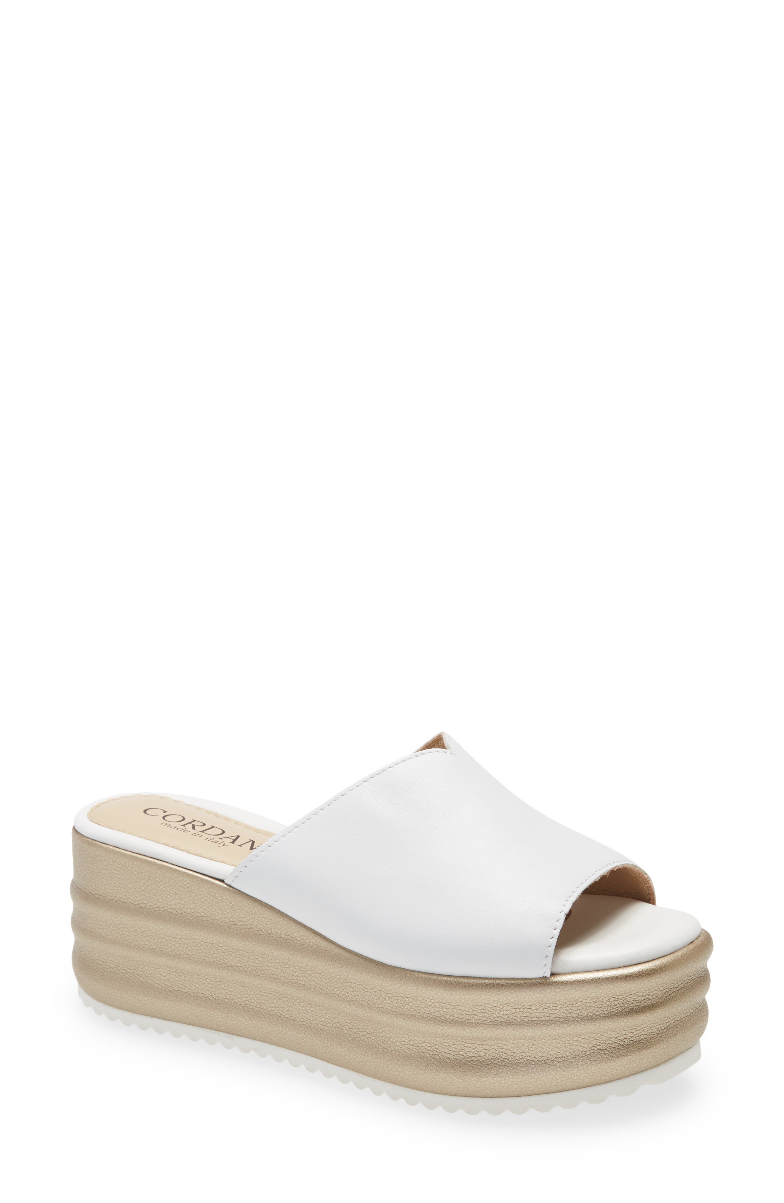 Cordani Yearn Platform Slide Sandal in White Leather