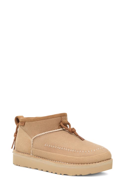 UGG(r) Ultra Mini Crafted Regenerate Genuine Shearling Lined Bootie in Sand